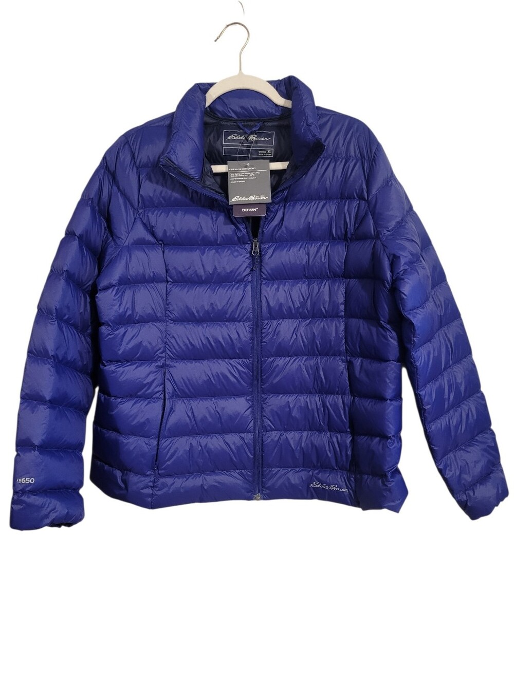 Eddie Bauer White Duck Down 650 Blue Puffer Jacket Wmn XL Lightweight Packable